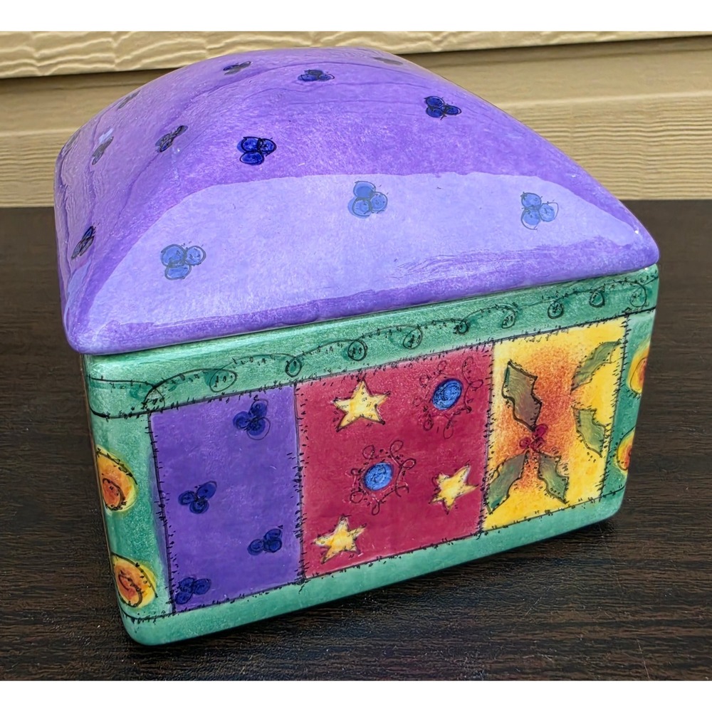 Sango Sweet Shoppe Christmas Sue Zipkin Ceramic Square Trinket Box 0913-198
